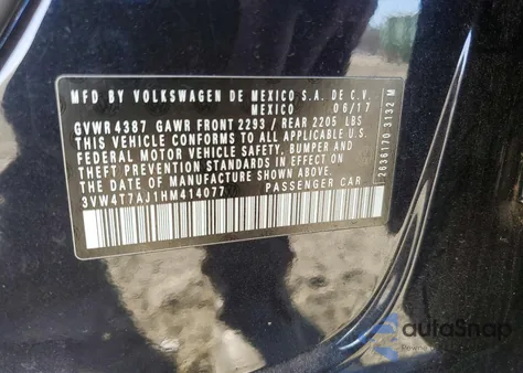 2017 Volkswagen Jetta Gli from USA, damaged, VIN 3VW4T7AJ1HM414077